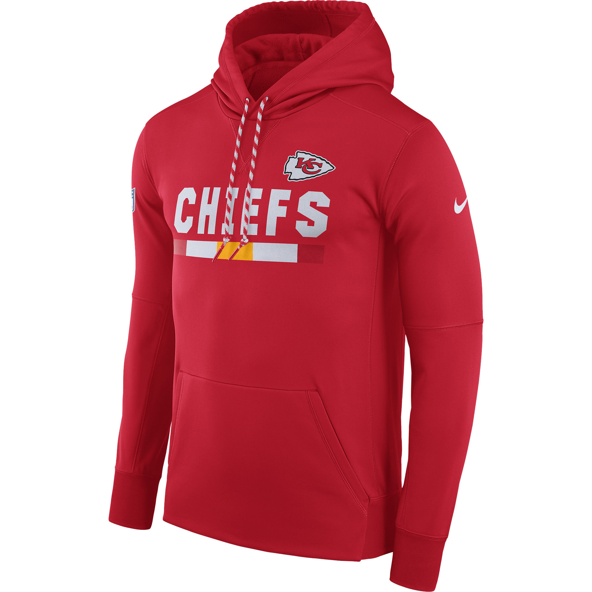 NFL Men Kansas City Chiefs Nike Red Sideline ThermaFit Performance PO Hoodie